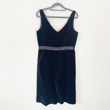 J.Crew Black Velvet V-Neck Sheath Dress with Satin Waistband Size 10