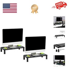 Elegant Desktop Organizer with Built-In Compartments - Monitor Stand, Set of 2