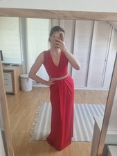 Rotes langes Abendkleid mit Glitzer Gr. 38