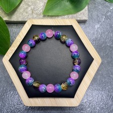 Handmade Bead Beaded Stackable 6.5  Plus Stretch Bracelet New Free Ship C1299