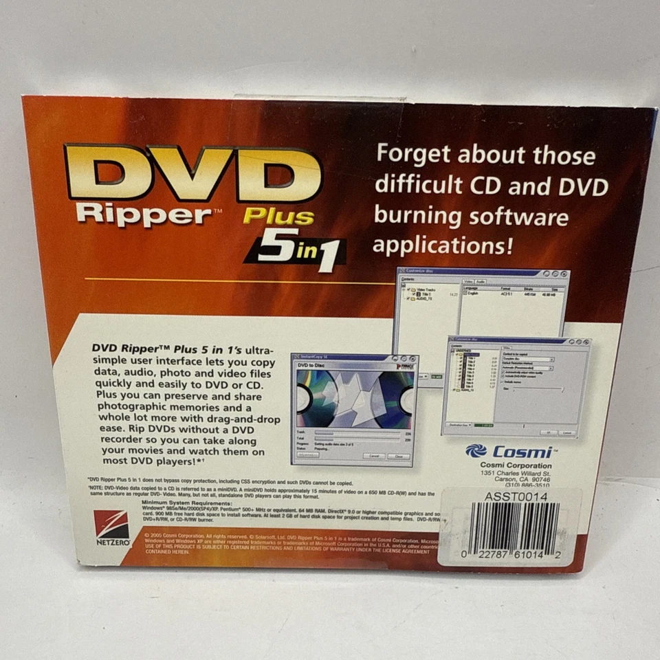 Cosmi DVD Ripper Plus 5 In 1 Software Program NIB Vintage 2005 - Image 2 of 4