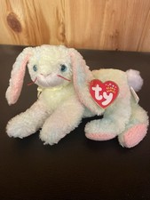 Ty Beanie Baby COTTONBALL 2001 the Ty-Dyed Bunny Rabbit 7.5"  Stuffed Animal Toy