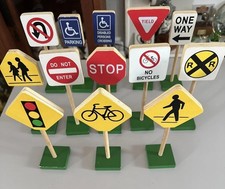 Wooden 13 Piece Warning And Traffic Signs 7  Excellent