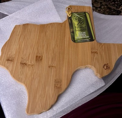Totally Bamboo Wooden Cutting Board Texas Shaped State of TEXAS