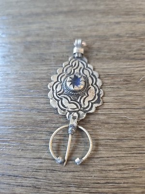 FIBULA Small Silver Glass Moroccan Tarroudant Pendant Necklace Handmade Jewelry