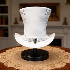 White Gothic Steampunk Top Hat Men's Women's Victorian Costume Skull Braided Hat