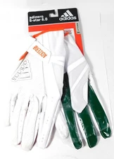adidas 5-Star 7.0 Miami Hurricanes Receiver Football Gloves White Size 3XL