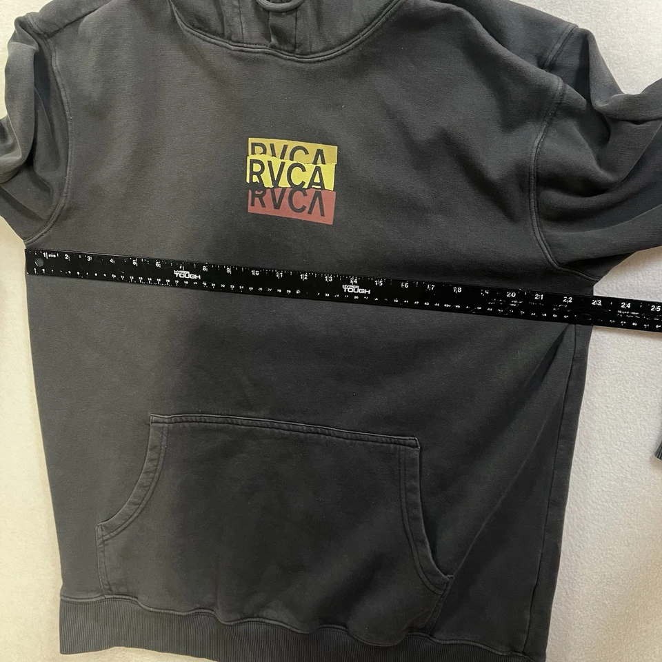 RVCA Hoodie Men’s Size Large Black Long Sleeve Pullover Graphic Sweatshirt - Image 4 of 4