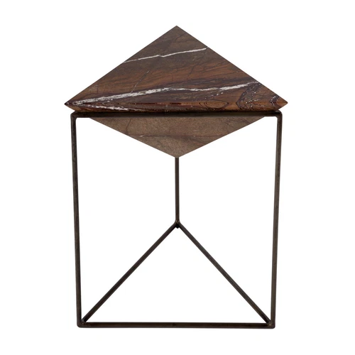 Butler Specialty Company Addis Triangular Marble and Iron Side Table - Brown - Picture 2 of 7