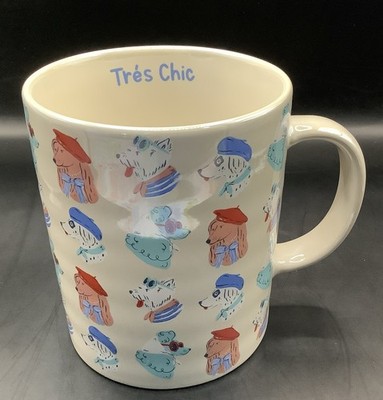 Brandneu mit Etikett Prima Design, Tres Chic Dog großer klobiger Becher, 11,5 x 9,5 cm, cremegrau