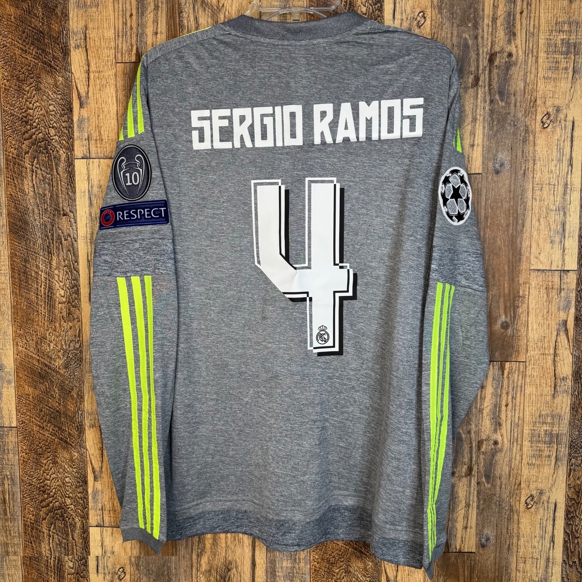 Real Madrid 2015-16 Away Long Sleeve Soccer Jersey RAMOS #4 Men's