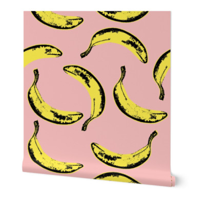 Spoonflower peel and stick wallpaper 12' x 2' bananas