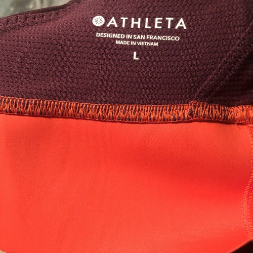 Athleta Tenacity Mesh Plunge Sports Bra Purple Orange Sz Large AB17 - Picture 6 of 9