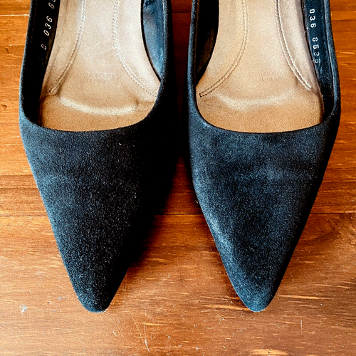 Sandler Court Shoe Womens Size 6.5 B Black Suede Leather Pointed Low Heel - Picture 5 of 10