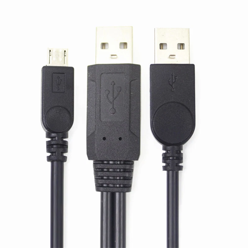 USB 2.0 A male to A Male + Micro 5pin Male Data Power Y Cable HDD Hard Drive - Image 2 of 4