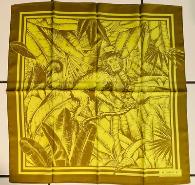 New Monkey 47 Schwarzwald Dry Gin Silky Satiny  Polyester  Scarf 23x 23  Yellow