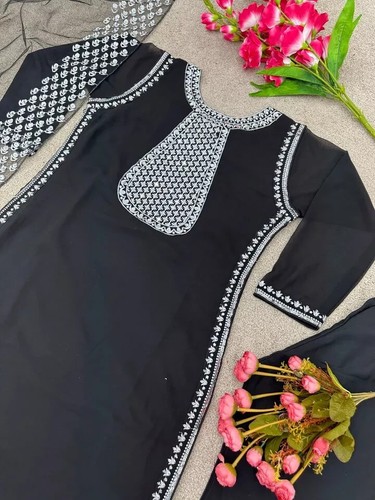 Festival Wear Faux Geotgette Salwar Kameez With Dupatta For Women - 第 10/11 張圖片