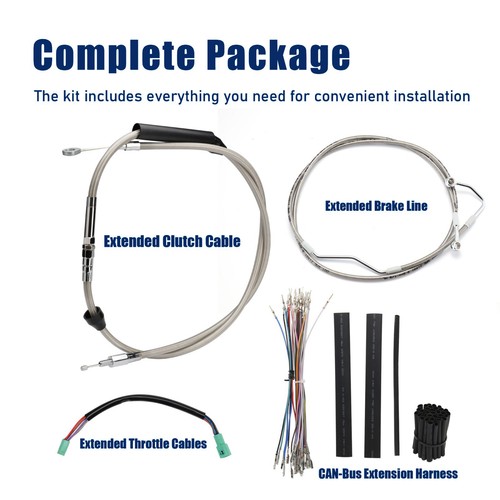 14" Bar Extended Clutch Brake Cable Kit for 08-13 Street Electra Glide with ABS - Picture 2 of 14