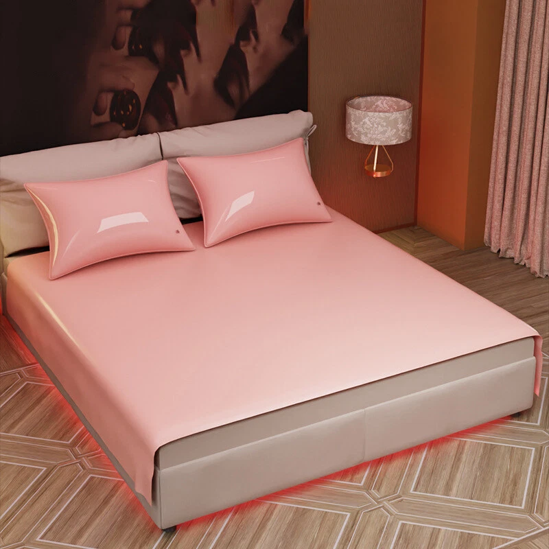 Black Pink PVC Waterproof Bed Sheet Cover Couples Adult Wet Sexy Bedding/Pillow - Image 2 of 4