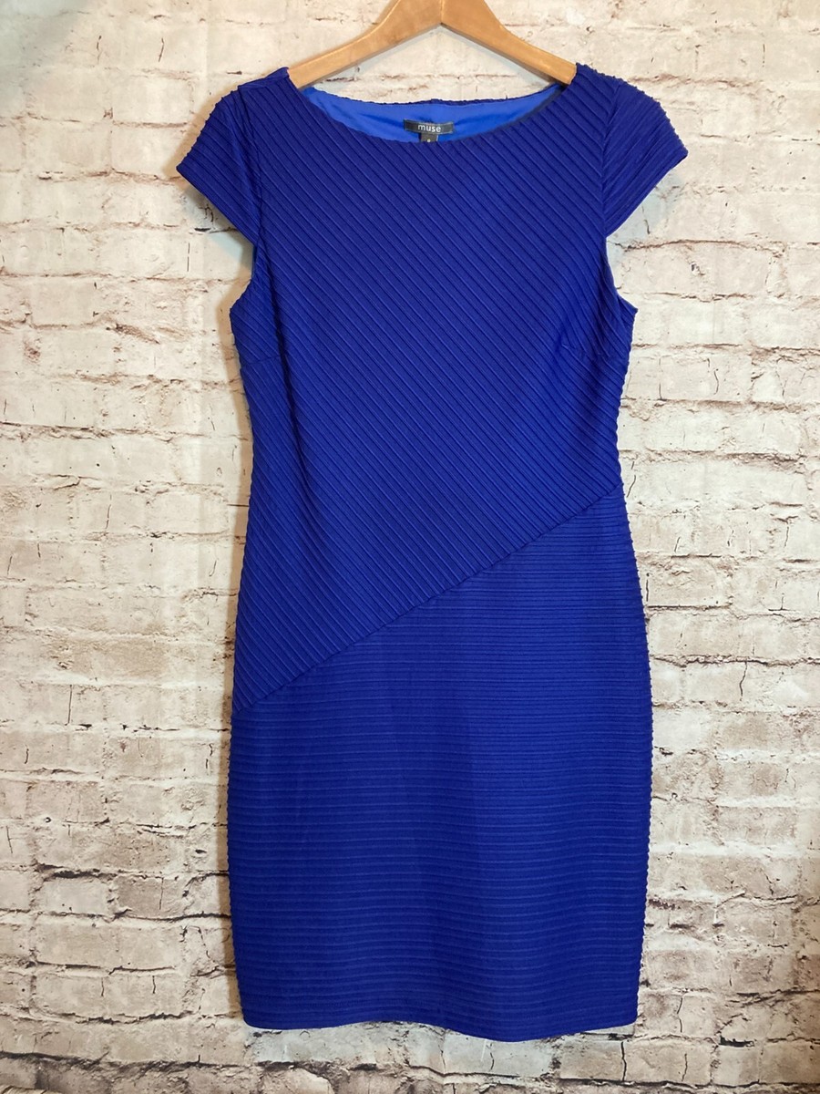 cobalt blue ribbed dress Glassworks London Cobalt Blue Ruched Open Back Midi Dress