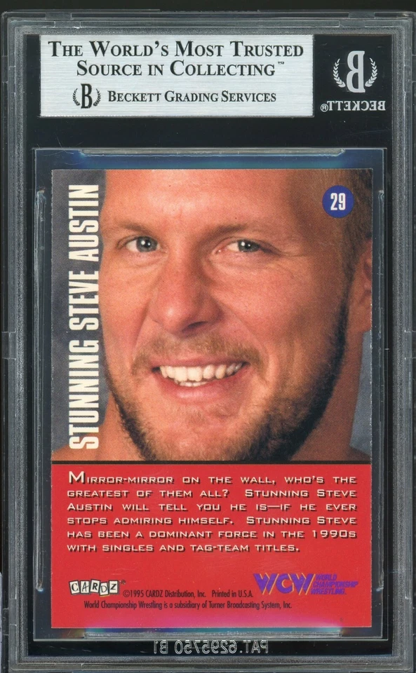 Tarjeta de novato Stone Cold Steve Austin RC 1995 CARDZ WCW Main Event BGS 8,5 casi nueva-como nueva+ Foto 2 de 2