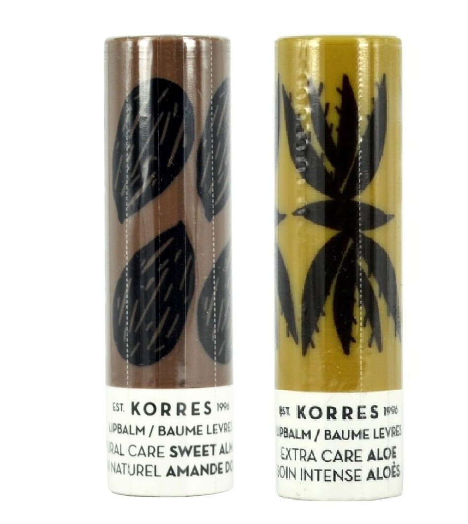 Korres Lip Balm Stick Sweet Almond + Extra Care Aloe Stick Women Lip