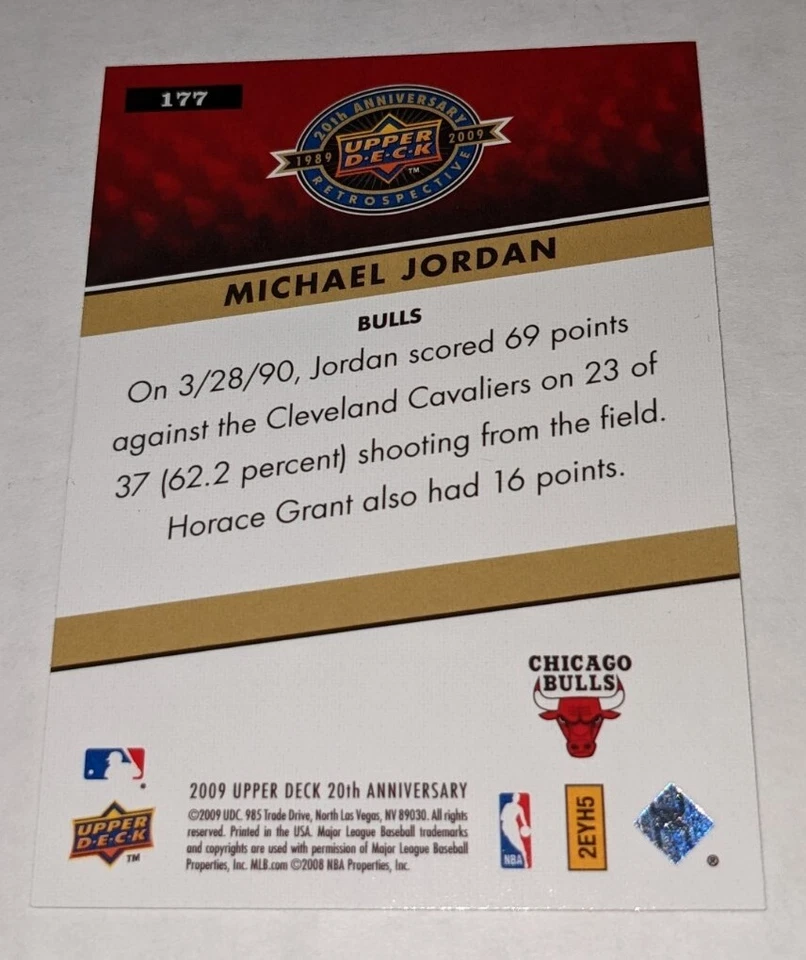 2009 Upper Deck 20th Anniversary Retrospective # 177 Sports Michael Jordan Card - Image 2 of 2
