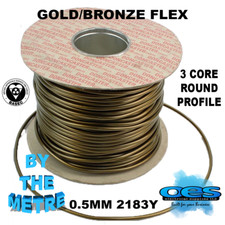 0.5MM 2183Y 3 CORE ROUND GOLD/BRASS FLEX TABLE LAMP LIGHTING CABLE 3A PER METRE