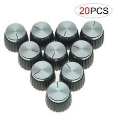 20 Pcs Guitar AMP Amplifier Knobs Black w/ Silver Cap Push-on Knob for Marshall