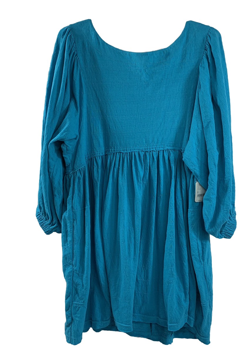 free people blue babydoll dress NWT FP Beach Free People Womens S Teal Blue Dress Babydoll Pockets New  Keyhole