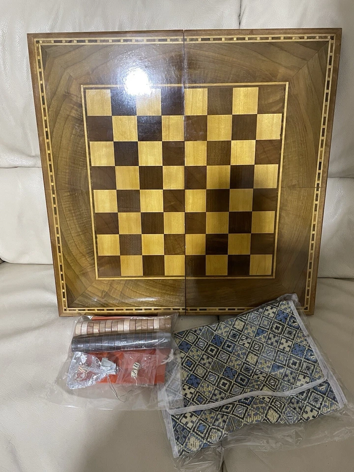 Rare Vintage Handmade Charming French 'rustic' backgammon game Early 1900's - Image 2 of 4