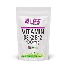 Vitamin D3 10000iu K2 MK7 Vitamin B12 10000mcg Best Natural Vegan Vit D3