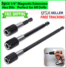 3pc Screwdriver EXTENSION Drill Bit Holder Quick Release 1/4 Hex Shank Magnetic