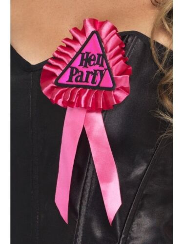 Damen Junggesellinnenabschied Rosette Pink / Schwarz Satin Look Neu Von Smiffys - Bild 2 von 4