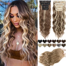 EXTRA THICK 4Pieces Clip In As Human Hair Extensions Natural Full Head Hairpiece
