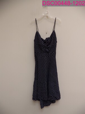 HMS Hot Miami Styles Women's Navy Polka Dot Dress Eyelet Front Tie Back  Large