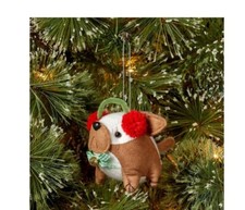 5" Fabric Dog with Ear Muffs Christmas Tree Ornament - Wondershop
