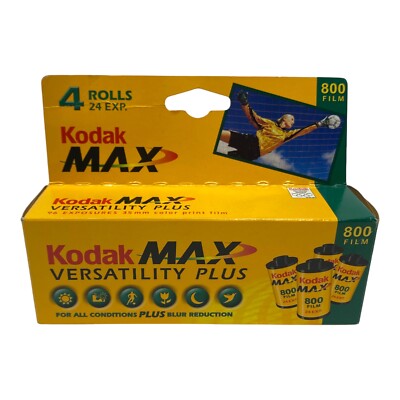 Kodak Max Versatility Plus 35mm 800 Film - SEALED - 4 Rolls, EXP 04/2005 NOS