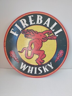 Fireball Whisky Flaming Dragon New Mancave Tin Metal Bar Sign 21''