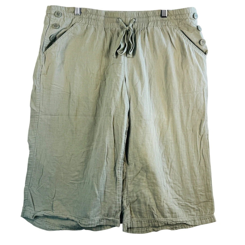 Pantalones Cortos Pull-On Rewind Mezcla Lino Talla XL 2 Pares Beige Neutro y Verde Salvia Foto 3 de 4