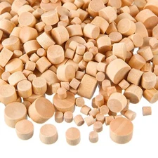 200Pcs Mixed Size Flat Head Wood Plugs Screw Hole Button Plugs Wood Screw Covers