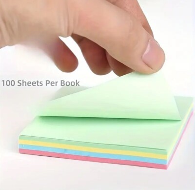 Bunte Memo Notizen Remove It Haftnotizen 76 mm x 76 mm 100 Blatt 4 Farben
