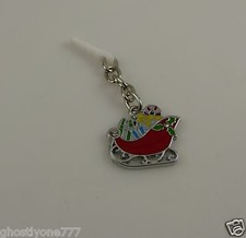 Santas sleigh cute charm cell phone or charm ear cap dust plug Christmas