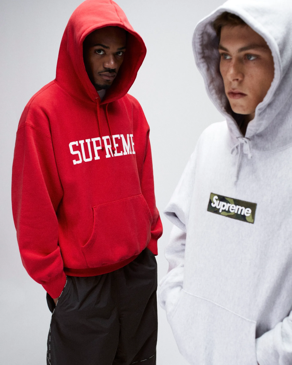 AUTHENTIC Supreme Box Logo Hooded Sweatshirt FW23 Ash Grey & Camo