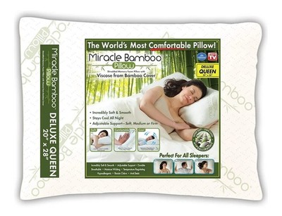 Ontel Miracle Shredded Memory Foam Pillow with Bamboo Cover, Queen, White