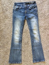 Miss Me Womens Bootcut Jeans MP8705B Embroidered Flap Style Pockets Size 26