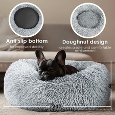 Dog Cat Bed for Indoor Cats, 20in Calming Donut Bed for Puppy and Kitten