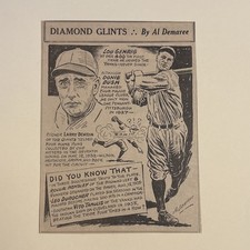 Lou Gehrig Donie Bush Larry Benton 1936 Sporting News Baseball 4X6 Cartoon