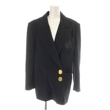 Christian Dior Jacket Blazer Outerwear M Navy Double Breasted Long Sleeve Emblem