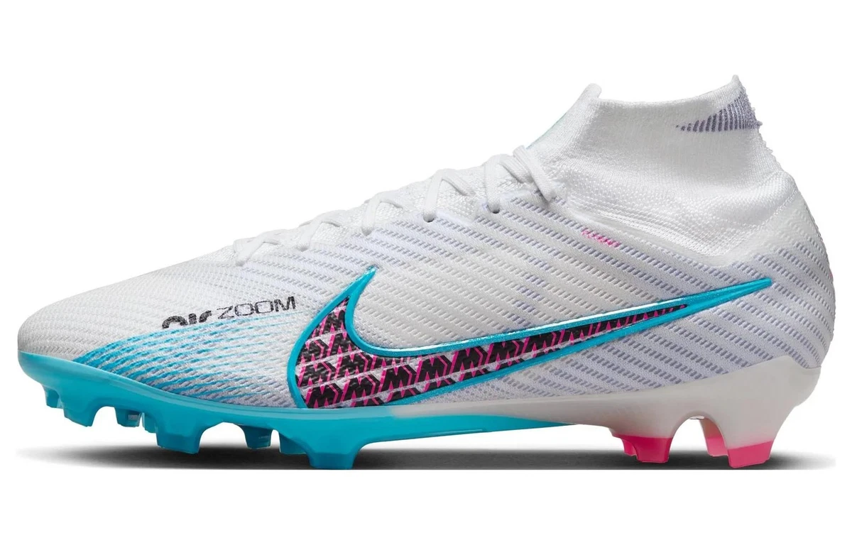 Nike Zoom Mercurial Superfly 9 Elite Fg P White-Blue-Pink Sz 9.5 [FD0241-146] Nike Zoom Mercurial Vapor Superfly 9 Elite White Blue FG  main image 3